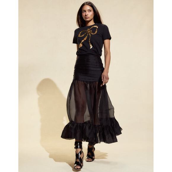 Cynthia Rowley Serafina Silk Organza Maxi Skirt - 2 Black
